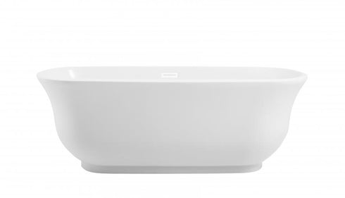 Elegant Lighting Coralie 67 inch Soaking Bathtub in Glossy White with Brushed Gold Trim Model: BT10267GW-BGD