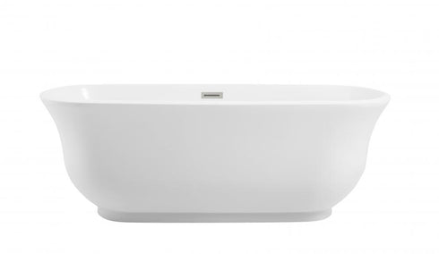 Elegant Lighting Coralie 67 inch Soaking Bathtub in Glossy White with Brushed Gold Trim Model: BT10267GW-BGD