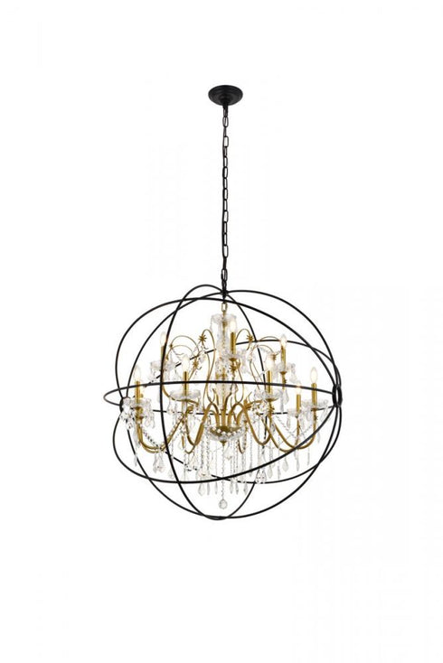 Elegant Lighting Cordelia 12 Light black Crystal Pendant Model: LD8801D43BK