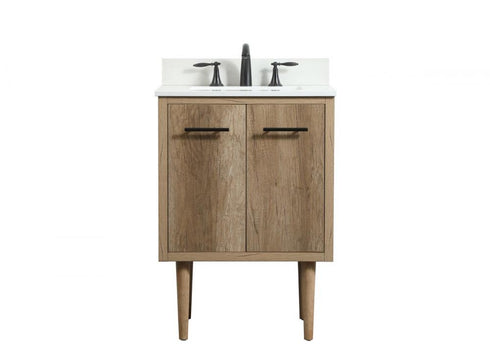 Elegant Lighting Cyrus 24 Inch Single Bathroom Vanity in Natural Oak with Backsplash Model: VF48024NT-BS