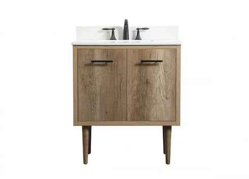 Elegant Lighting Cyrus 30 Inch Single Bathroom Vanity in Natural Oak with Backsplash Model: VF48030NT-BS