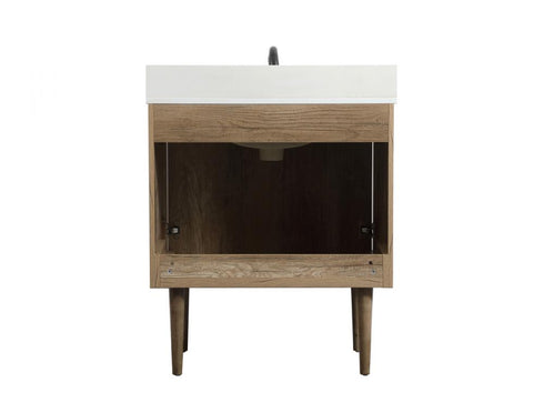 Elegant Lighting Cyrus 30 Inch Single Bathroom Vanity in Natural Oak with Backsplash Model: VF48030NT-BS