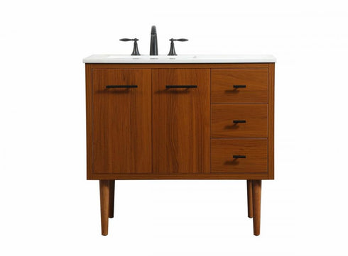 Elegant Lighting Cyrus 36 Inch Single Bathroom Vanity in Teak Model: VF48036MTK