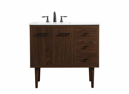 Elegant Lighting Cyrus 36 Inch Single Bathroom Vanity in Teak Model: VF48036MTK