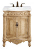 Elegant Lighting Danville 27 Inch Single Bathroom Vanity in Antique Beige with Ivory White Engineered Marble Model: VF-1002-VW