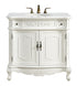 Elegant Lighting Danville 36 Inch Single Bathroom Vanity in Antique White with Ivory White Engineered Marble Model: VF10636AW-VW
