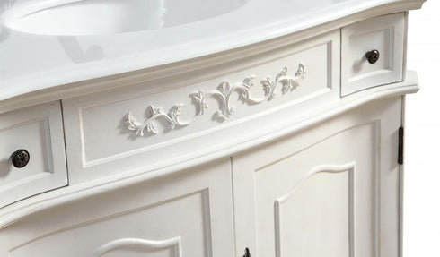 Elegant Lighting Danville 36 Inch Single Bathroom Vanity in Antique White with Ivory White Engineered Marble Model: VF10636AW-VW