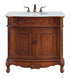 Elegant Lighting Danville 36 Inch Single Bathroom Vanity in Brown with Ivory White Engineered Marble in Teak Finish Model: VF10536BR-VW
