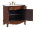 Elegant Lighting Danville 36 Inch Single Bathroom Vanity in Brown with Ivory White Engineered Marble in Teak Finish Model: VF10536BR-VW