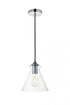 Elegant Lighting Destry 1 Light Black Pendant With Clear Glass in Black and Clear Finish Model: LD2244BK