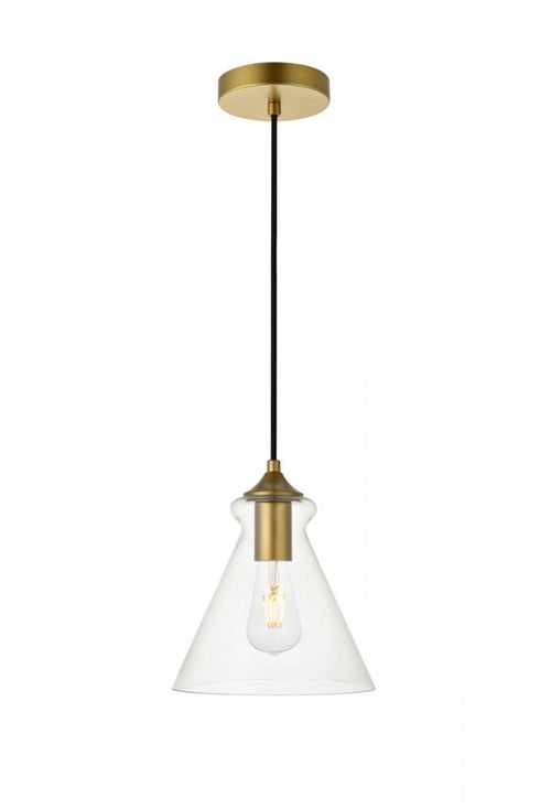 Elegant Lighting Destry 1 Light Black Pendant With Clear Glass in Black and Clear Finish Model: LD2244BK