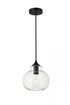 Elegant Lighting Destry 1 Light Black Pendant With Clear Glass in Black and Clear Finish Model: LD2245BK