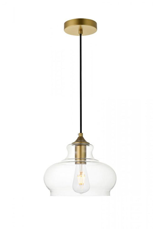 Elegant Lighting Destry 1 Light Black Pendant With Clear Glass in Black and Clear Finish Model: LD2246BK