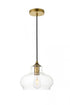 Elegant Lighting Destry 1 Light Black Pendant With Clear Glass in Black and Clear Finish Model: LD2246BK