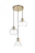 Elegant Lighting Destry 18.5 inch Pendant Clear Shade in Satin Gold in Satin Gold and Clear Finish Model: LD2247SG