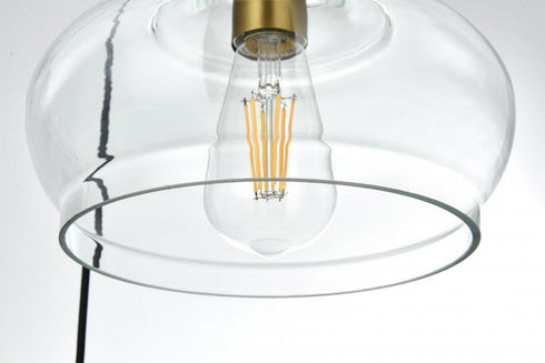 Elegant Lighting Destry 18.5 inch Pendant Clear Shade in Satin Gold in Satin Gold and Clear Finish Model: LD2247SG
