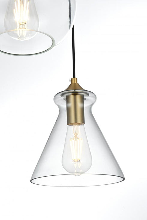 Elegant Lighting Destry 18.5 inch Pendant Clear Shade in Satin Gold in Satin Gold and Clear Finish Model: LD2247SG