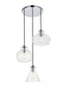 Elegant Lighting Destry 3 Lights Black Pendant With Clear Glass in Black and Clear Finish Model: LD2247BK