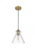 Elegant Lighting Destry 8 inch Pendant Clear Shade in Satin Gold in Satin Gold and Clear Finish Model: LD2244SG