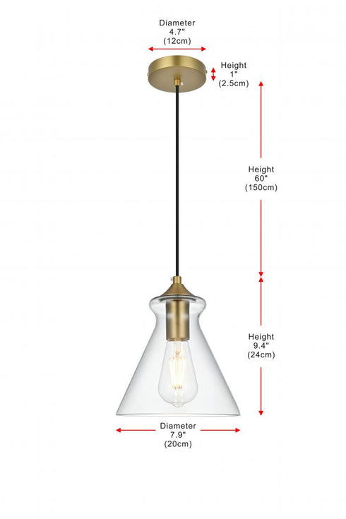 Elegant Lighting Destry 8 inch Pendant Clear Shade in Satin Gold in Satin Gold and Clear Finish Model: LD2244SG