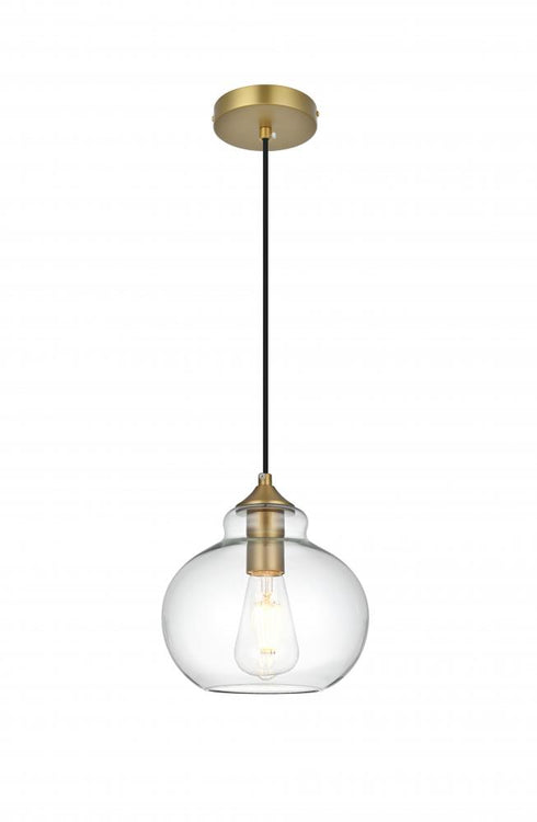 Elegant Lighting Destry 8 inch Pendant Clear Shade in Satin Gold in Satin Gold and Clear Finish Model: LD2245SG