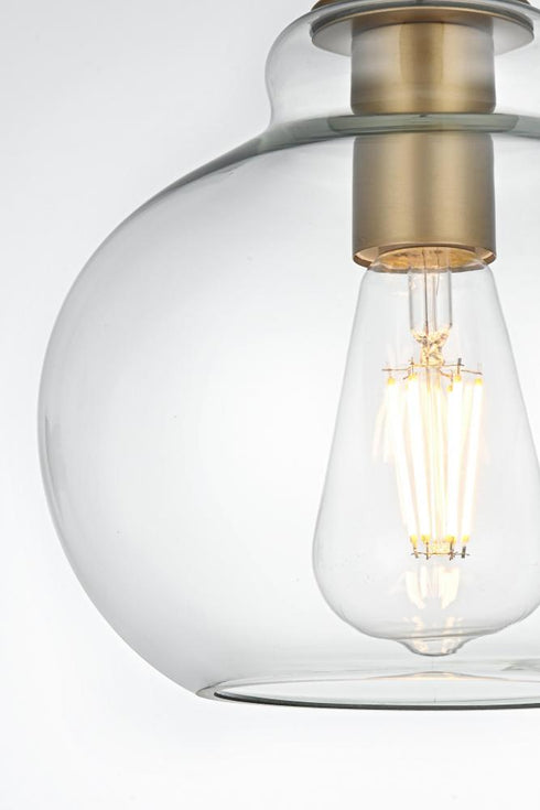 Elegant Lighting Destry 8 inch Pendant Clear Shade in Satin Gold in Satin Gold and Clear Finish Model: LD2245SG