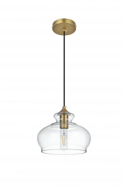 Elegant Lighting Destry 9.5 inch Pendant Clear Shade in Satin Gold in Satin Gold and Clear Finish Model: LD2246SG