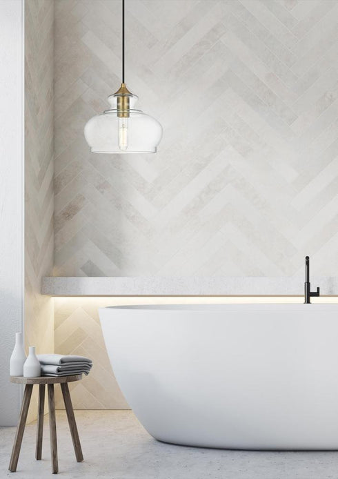 Elegant Lighting Destry 9.5 inch Pendant Clear Shade in Satin Gold in Satin Gold and Clear Finish Model: LD2246SG