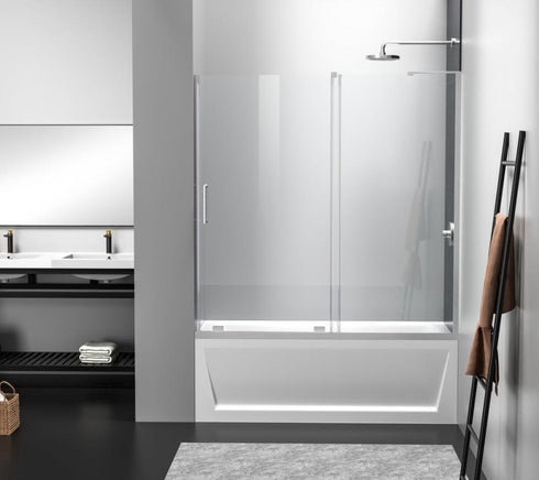 Elegant Lighting Devon Frameless Tub Door 60x60 in Brushed Gold Model: TD444-6060BGD