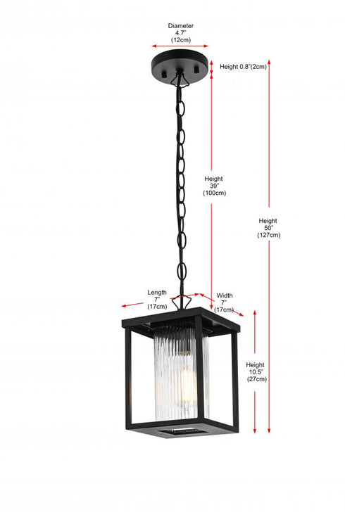 Elegant Lighting Dover 7 inch Outdoor Pendant in Black Model: OD302H11BK