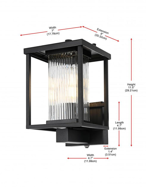 Elegant Lighting Dover 7 inch Outdoor Pendant in Black Model: OD302W12BK