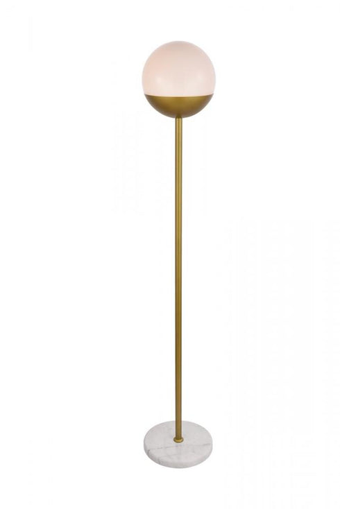 Elegant Lighting Eclipse 1 Light Black Floor Lamp With Frosted White Glass in Black and Frosted White Finish Model: LD6146BK