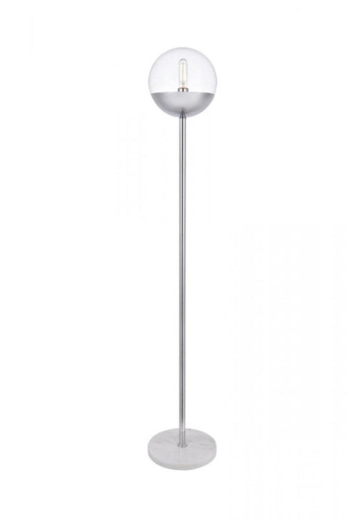 Elegant Lighting Eclipse 1 Light Black Floor Lamp With Frosted White Glass in Black and Frosted White Finish Model: LD6146BK