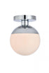 Elegant Lighting Eclipse 1 Light Black Flush Mount With Frosted White Glass in Black and Frosted White Finish Model: LD6050BK