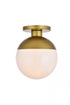 Elegant Lighting Eclipse 1 Light Black Flush Mount With Frosted White Glass in Black and Frosted White Finish Model: LD6050BK