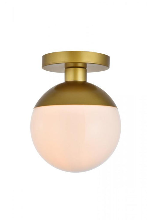 Elegant Lighting Eclipse 1 Light Black Flush Mount With Frosted White Glass in Black and Frosted White Finish Model: LD6050BK
