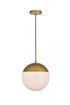 Elegant Lighting Eclipse 1 Light Black Pendant With Frosted White Glass in Black and Frosted White Finish Model: LD6026BK