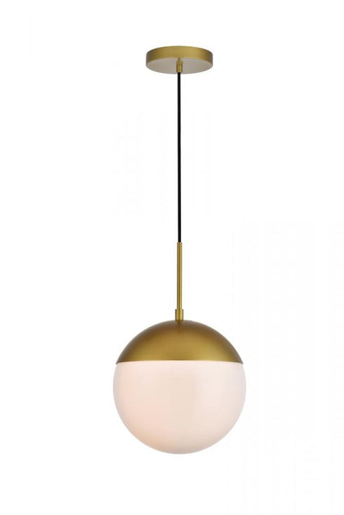 Elegant Lighting Eclipse 1 Light Black Pendant With Frosted White Glass in Black and Frosted White Finish Model: LD6026BK