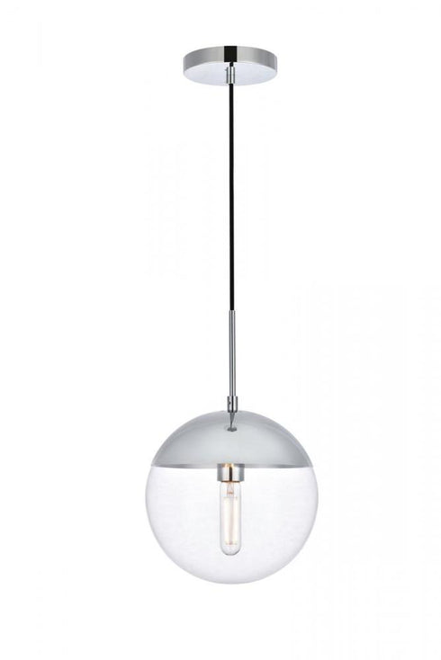 Elegant Lighting Eclipse 1 Light Black Pendant With Frosted White Glass in Black and Frosted White Finish Model: LD6026BK