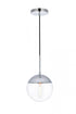 Elegant Lighting Eclipse 1 Light Black Pendant With Frosted White Glass in Black and Frosted White Finish Model: LD6026BK