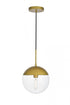 Elegant Lighting Eclipse 1 Light Black Pendant With Frosted White Glass in Black and Frosted White Finish Model: LD6026BK