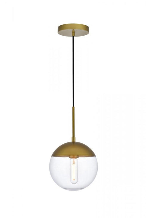 Elegant Lighting Eclipse 1 Light Black Pendant With Frosted White Glass in Black and Frosted White Finish Model: LD6026BK