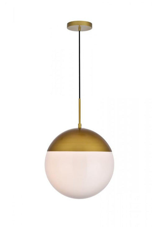 Elegant Lighting Eclipse 1 Light Black Pendant With Frosted White Glass in Black and Frosted White Finish Model: LD6026BK
