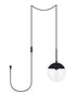 Elegant Lighting Eclipse 1 Light Black plug in pendant With Clear Glass in Black and Clear Finish Model: LDPG6027BK