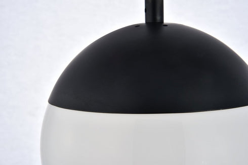 Elegant Lighting Eclipse 1 Light Black plug in pendant With Frosted White Glass in Black and Frosted White Finish Model: LDPG6026BK