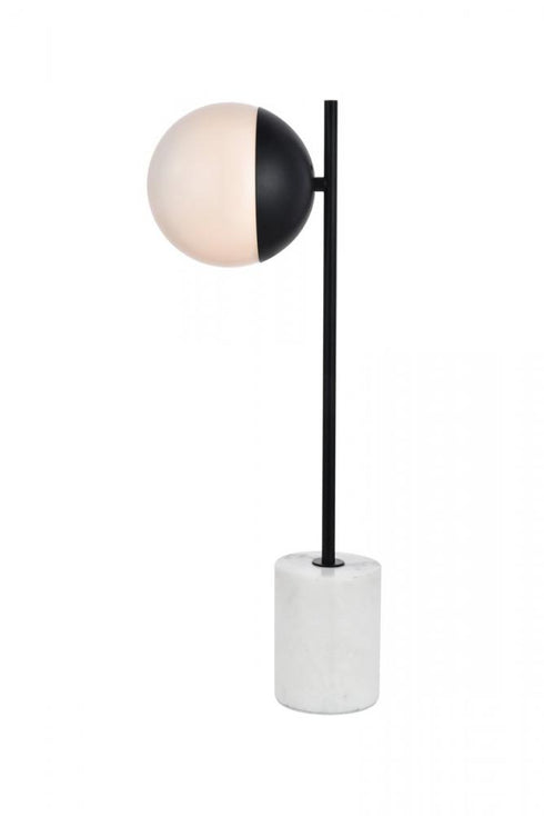 Elegant Lighting Eclipse 1 Light Black Table Lamp With Frosted White Glass in Black and Frosted White Finish Model: LD6104BK