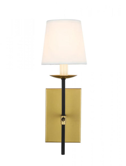 Elegant Lighting Eclipse 1 light in Burnished Nickel and White shade wall sconce Model: LD6102W4BN