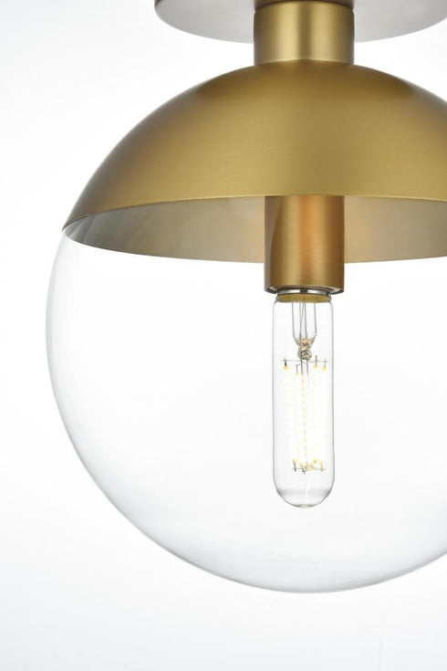 Elegant Lighting Eclipse 10 inch Flush Mount Clear Shade in Chrome in Satin Gold and Clear Finish Model: LD6063SG