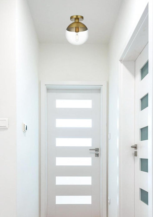 Elegant Lighting Eclipse 10 inch Flush Mount Clear Shade in Chrome in Satin Gold and Clear Finish Model: LD6063SG
