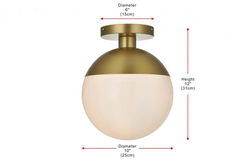 Elegant Lighting Eclipse 10 inch Flush Mount Frosted White Shade in Satin Gold in Satin Gold and Frosted White Finish Model: LD6062SG